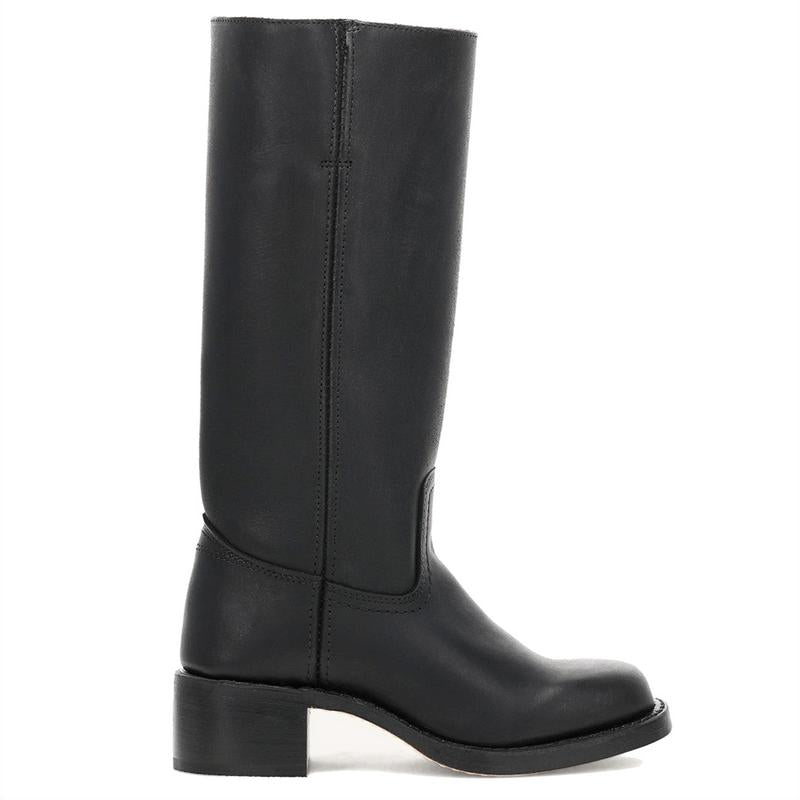 Women'S Banana Mid Calf Western Boots Square Toe Comfortable Campus Boots Chunky Heel Riding Fall Boots