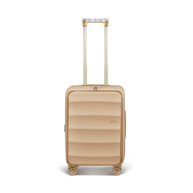 4MYTU Front Opening 20 Inch Carry-On Suitcase Expandable Travel Luggage Business Travel Multi-Functional Handle for Cup Holder and Bag Hanger 360° Skateboard Wheel Build-In USB Port Antimicrobial Linear in Harbor Mist