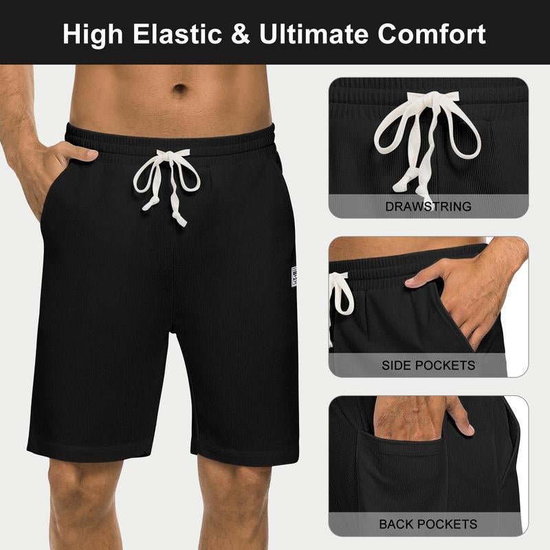 Men'S 3 Pack Corduroy Shorts Casual Elastic Waist Drawstring Shorts for Men Summer Beach Loose Fit