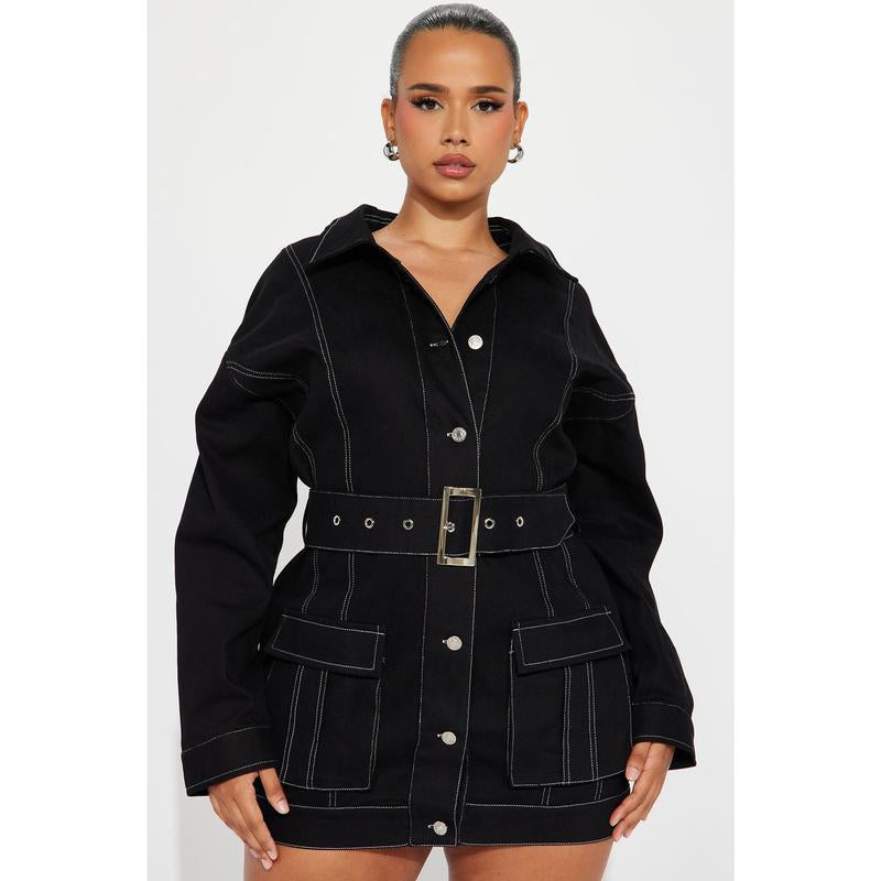 Stephanie Denim Mini Dress - Black