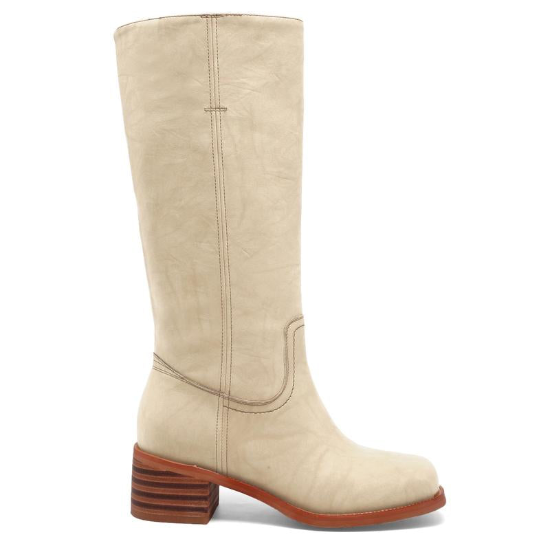 Women'S Banana Mid Calf Western Boots Square Toe Comfortable Campus Boots Chunky Heel Riding Fall Boots