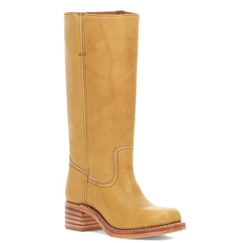 Women'S Banana Mid Calf Western Boots Square Toe Comfortable Campus Boots Chunky Heel Riding Fall Boots