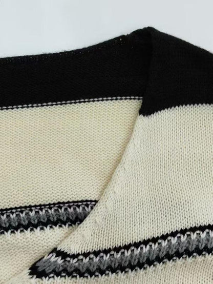 Women'S Colorblock Drop Shoulder Cable Knit Sweater, Casual Long Sleeve V Neck Jumper for Fall & Winter, Fashion Ladies' Knitwear for Daily Wear